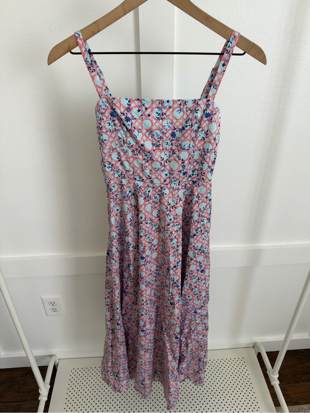 Hill House Margot Midi Dress Basketweave Vine Pink